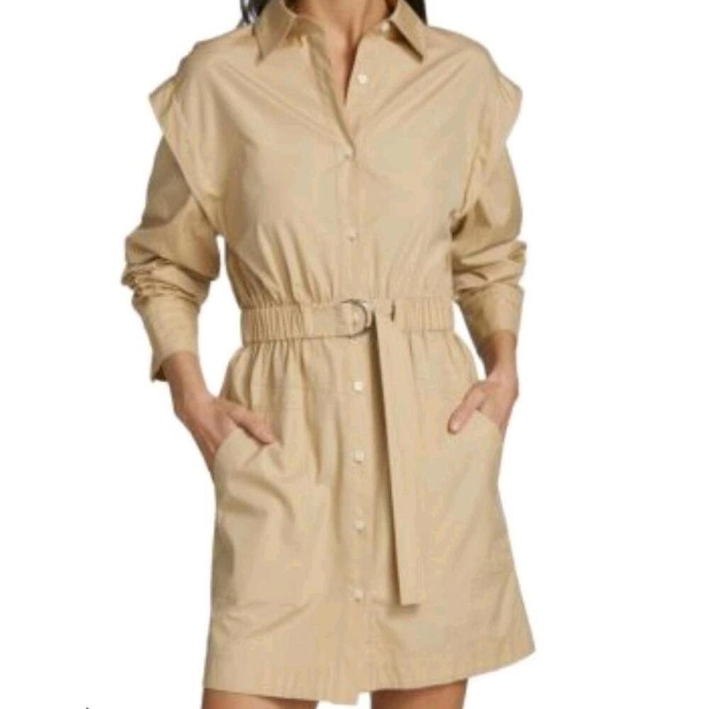 Derek Lam 10 Crosby Hadley Dress‎ 4 Cotton Shirt Dress Beige/Khaki